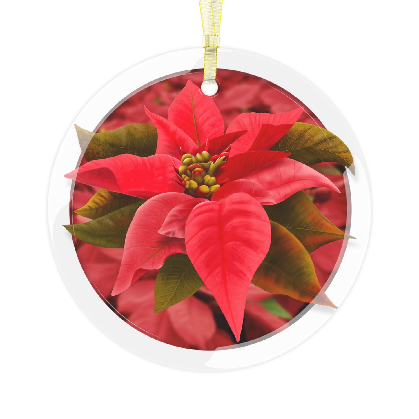 Poinsettia Flower Glass Ornament