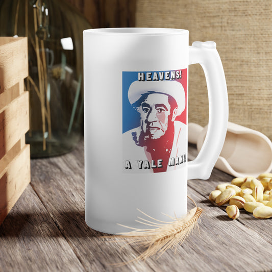 Heaven's! a Yale Man!! Frosted Glass Beer Mug