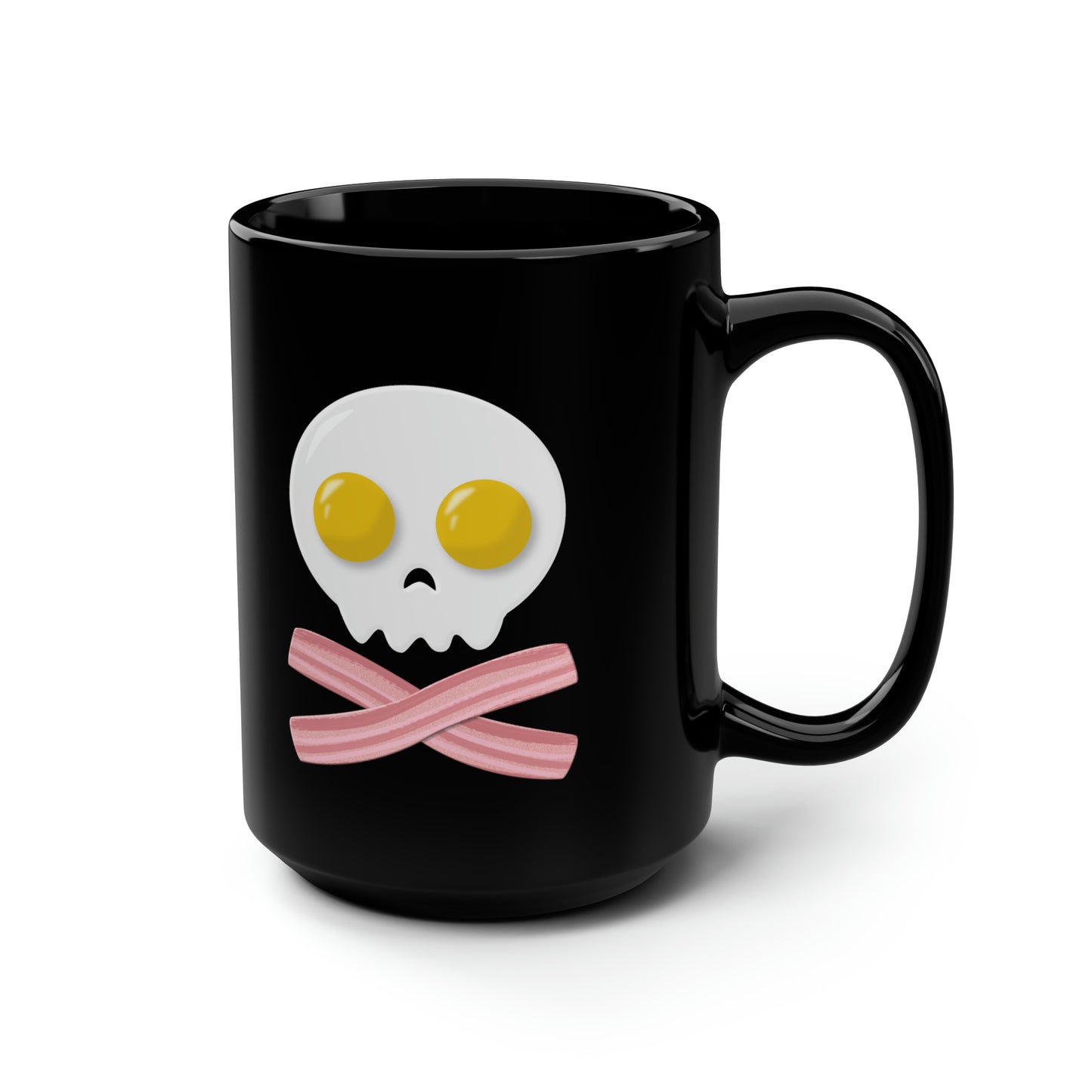 Jolly Roger Breakfast Black Mug, 15oz