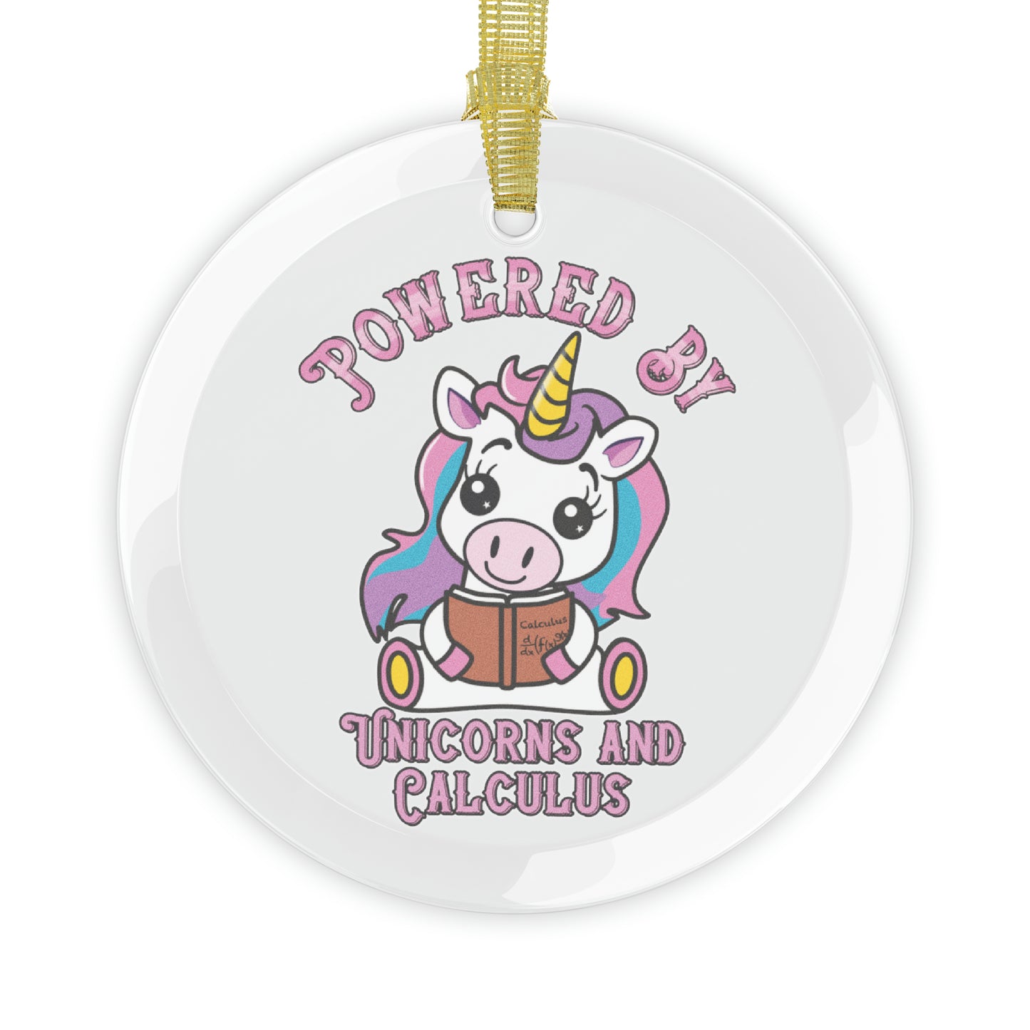 Powered by Unicorns and Calculus Glass Ornaments