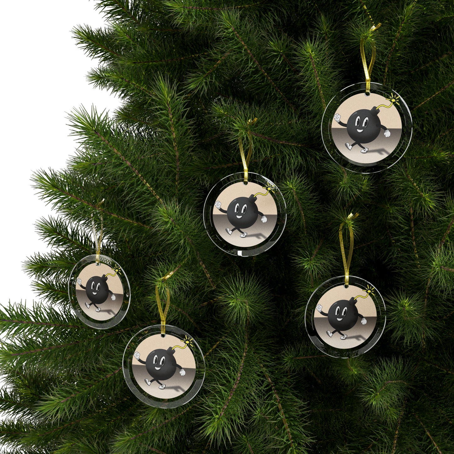 Happy F-Bomb Glass Ornaments