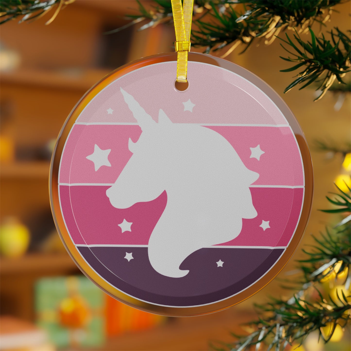 Pastel Unicorn Silhouette Glass Ornaments