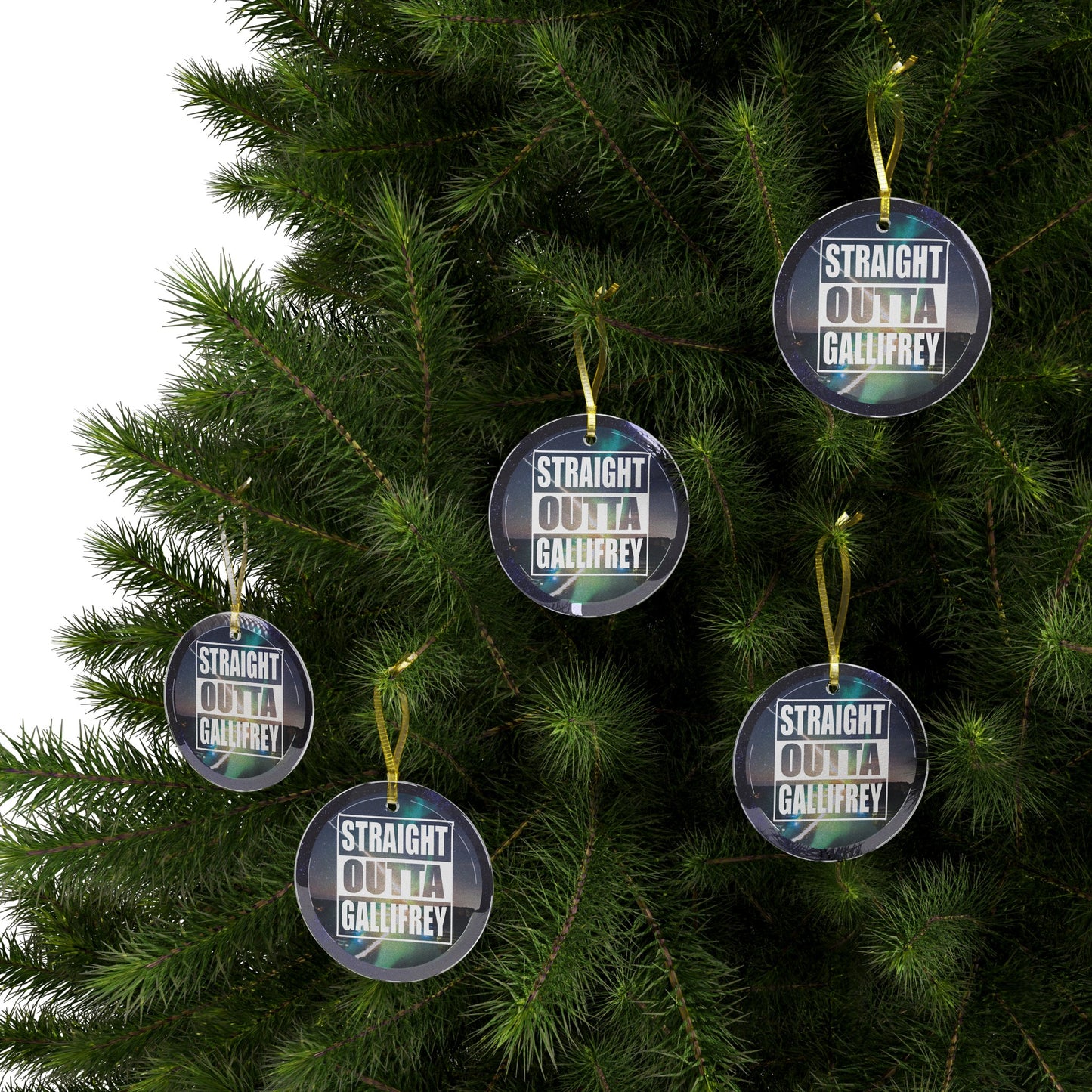 Straight Outta Gallifrey Glass Ornaments