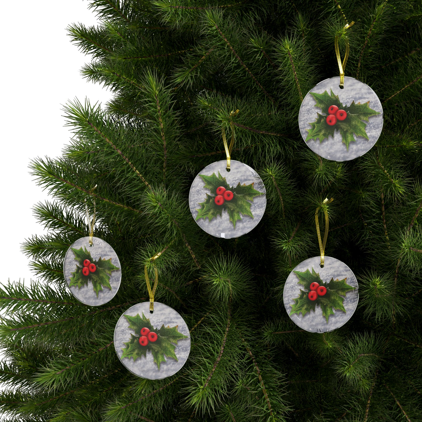 Holly Berry Glass Ornaments