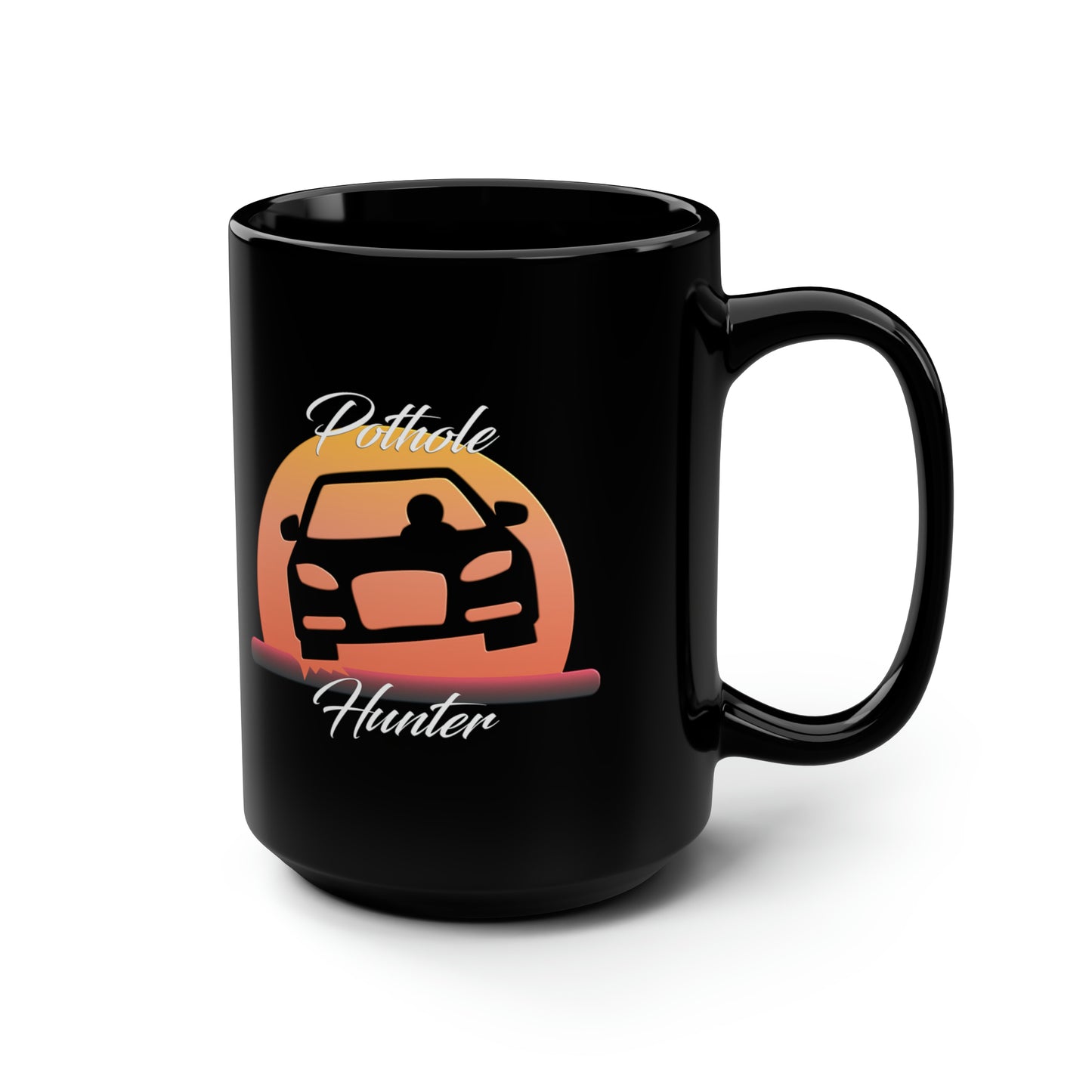 Pothole Hunter Black Mug, 15oz