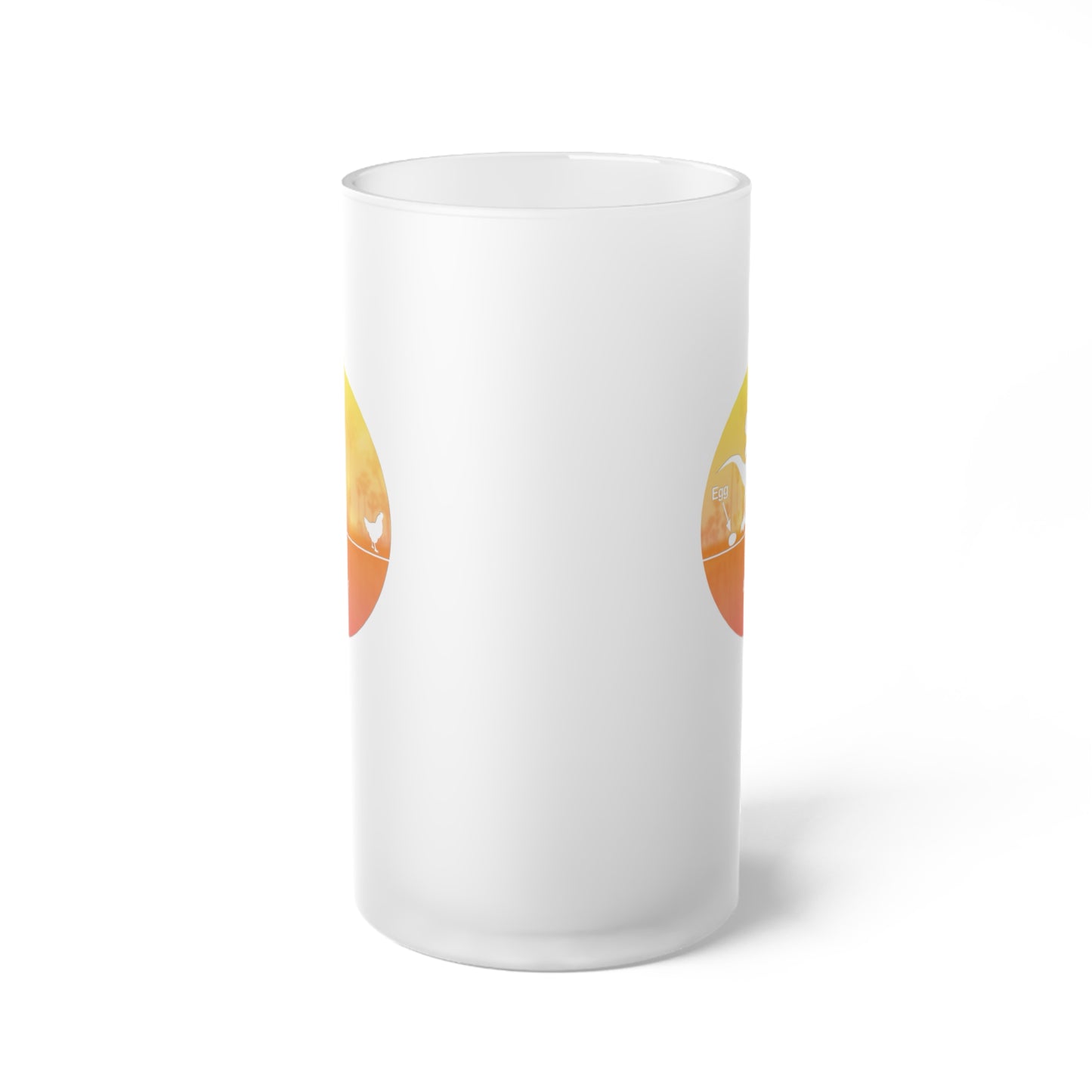 Chicken and Egg Frosted Glass Beer Mug