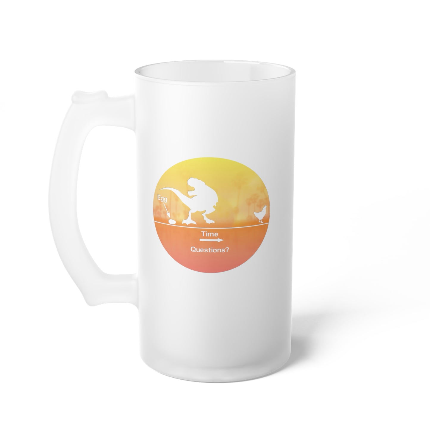 Chicken and Egg Frosted Glass Beer Mug