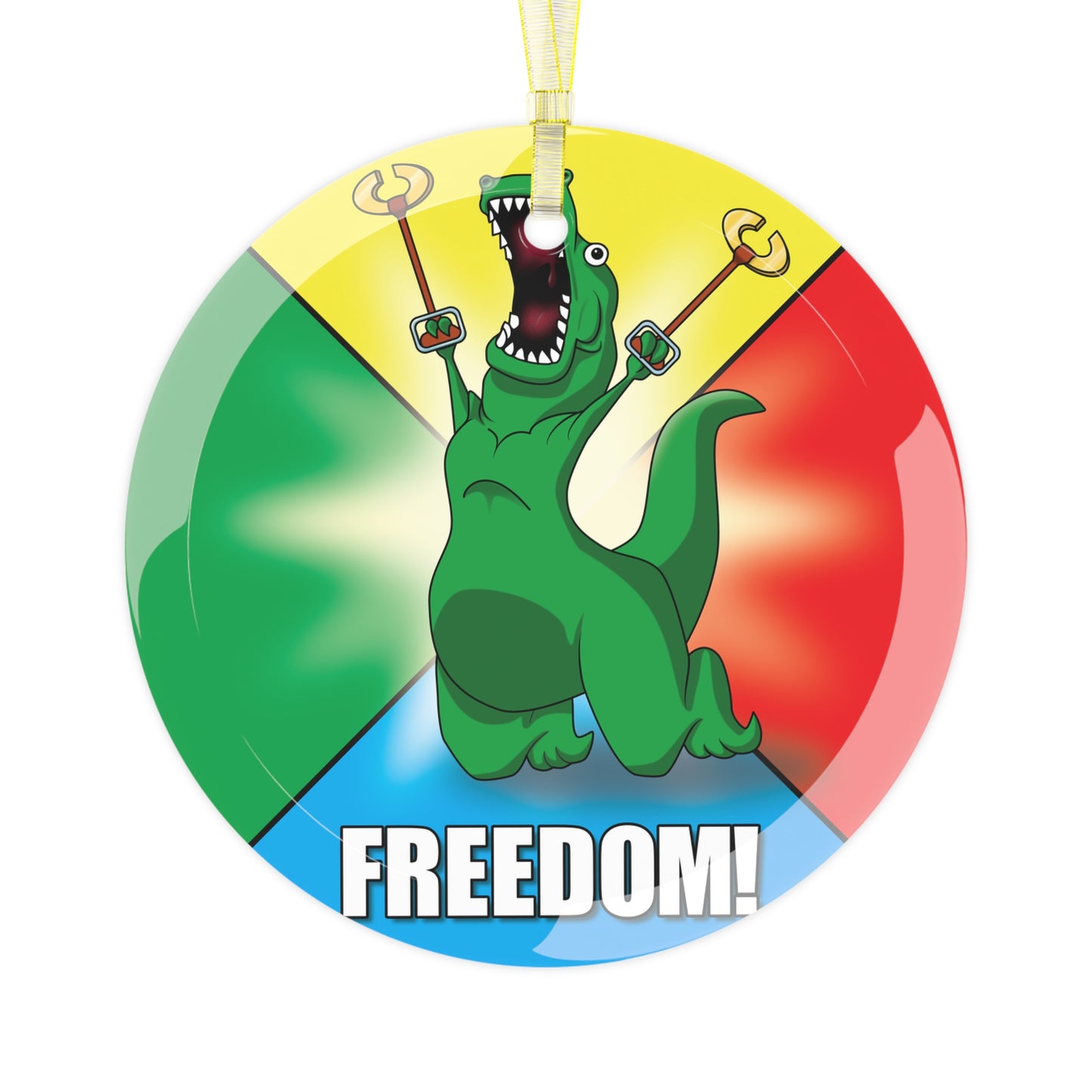 T-Rex Freedom Glass Ornament