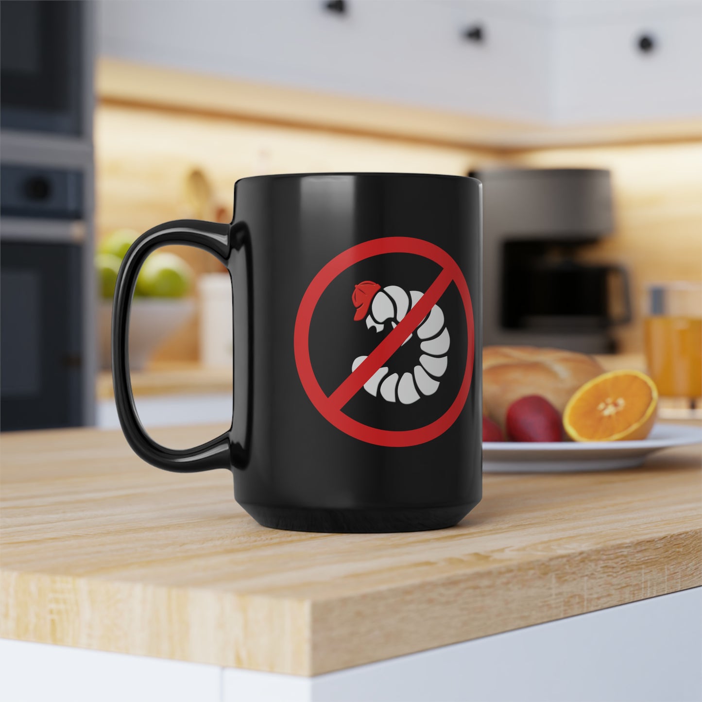 No Maggots Black Mug, 15oz