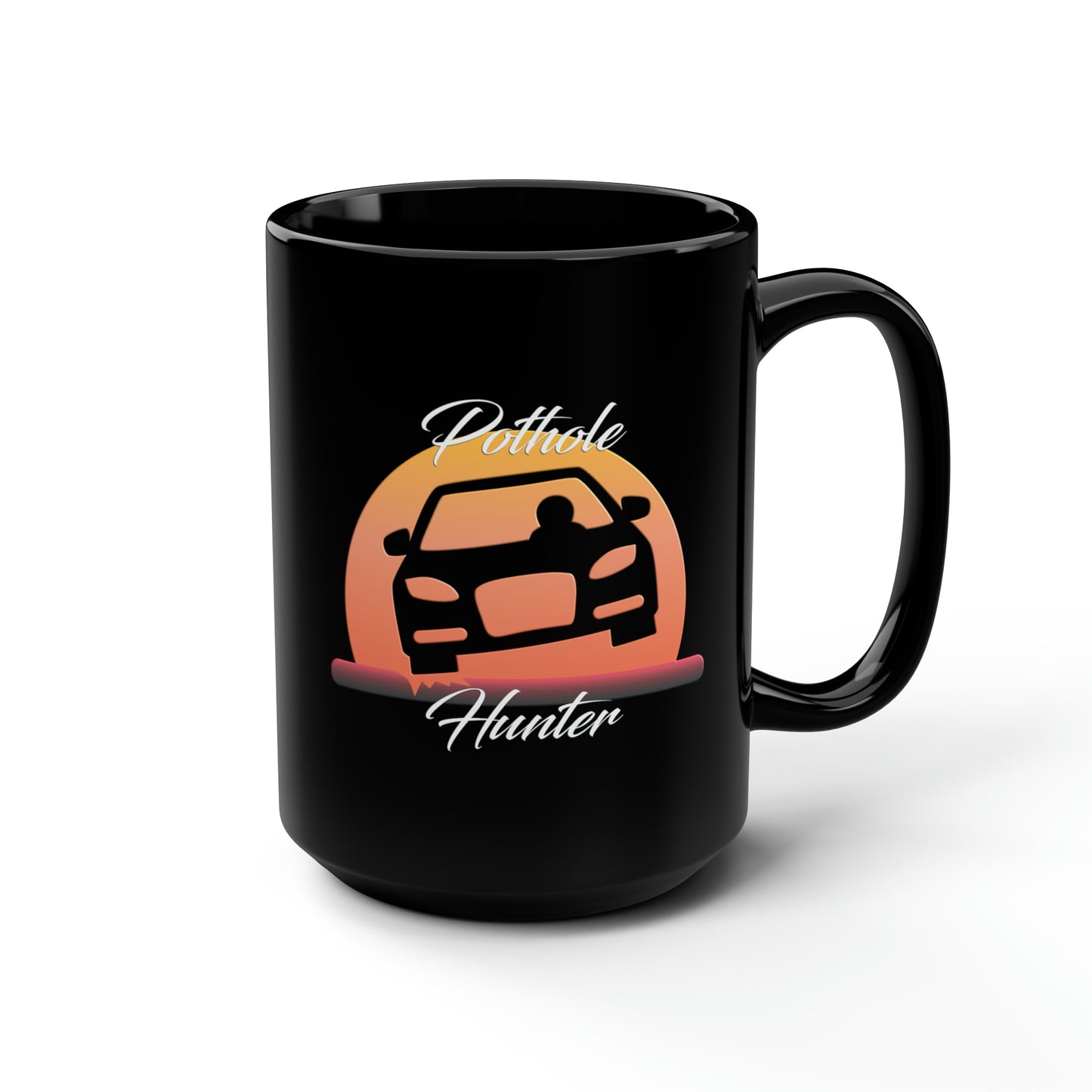 Pothole Hunter Black Mug, 15oz