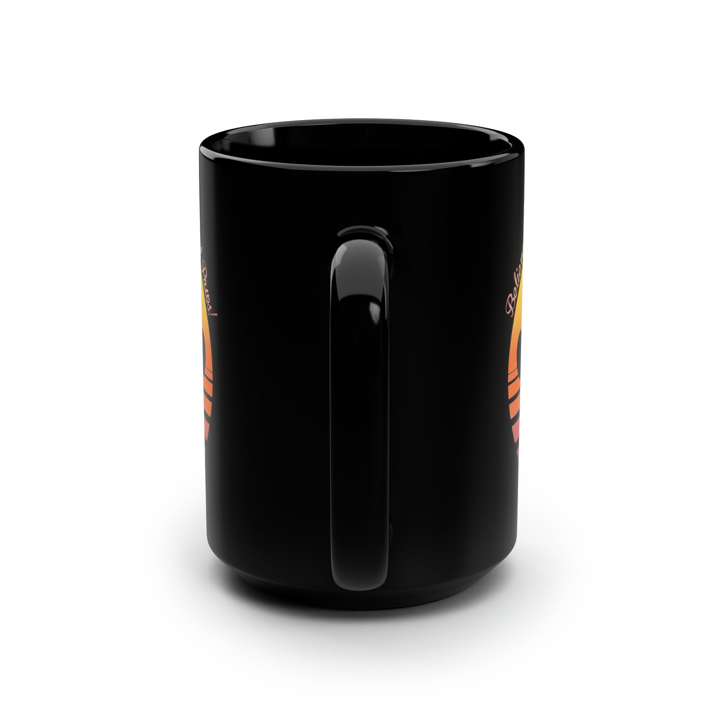 Believe in the Power of Paws! Black Mug, 15oz