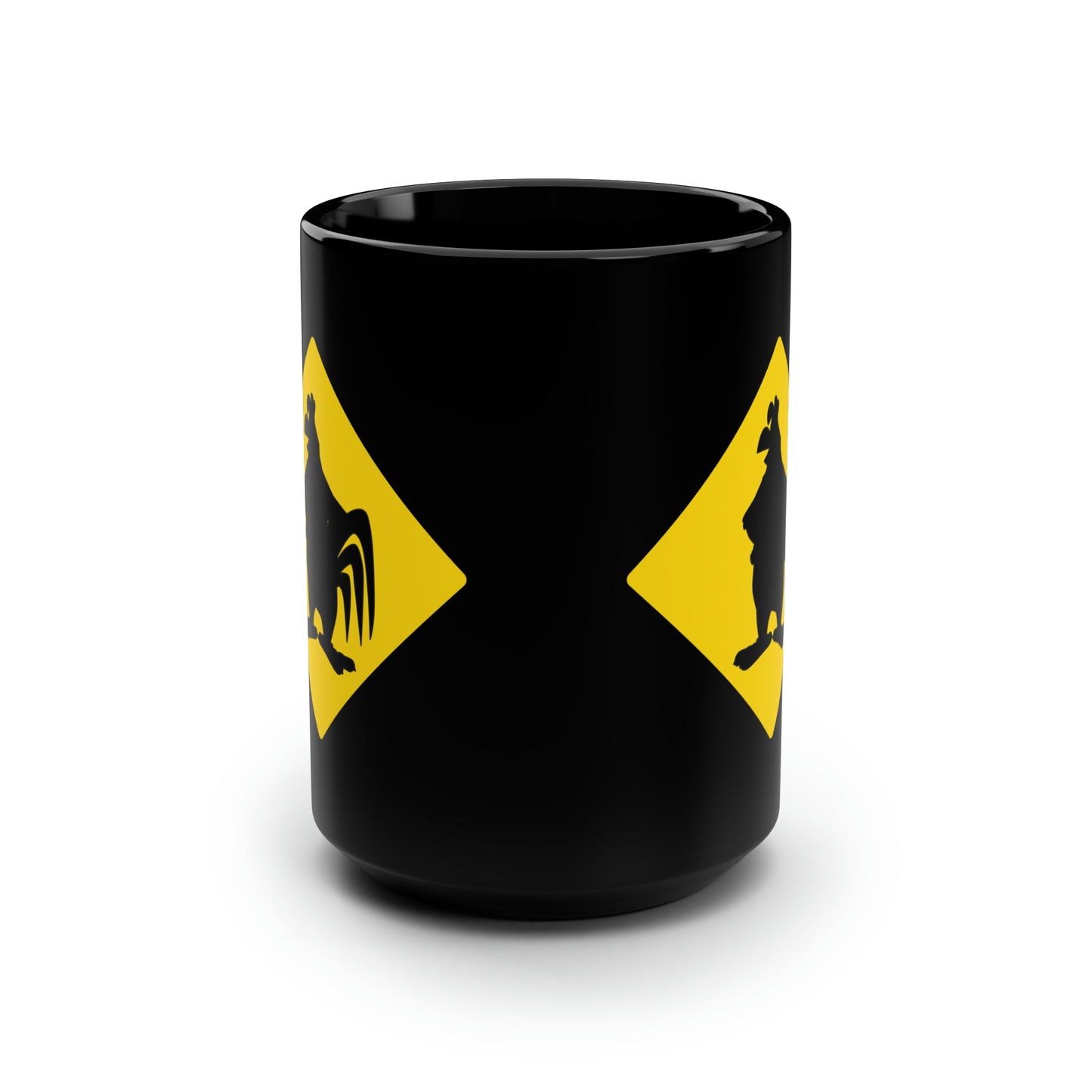 Caution Large Cock Black Mug, 15oz