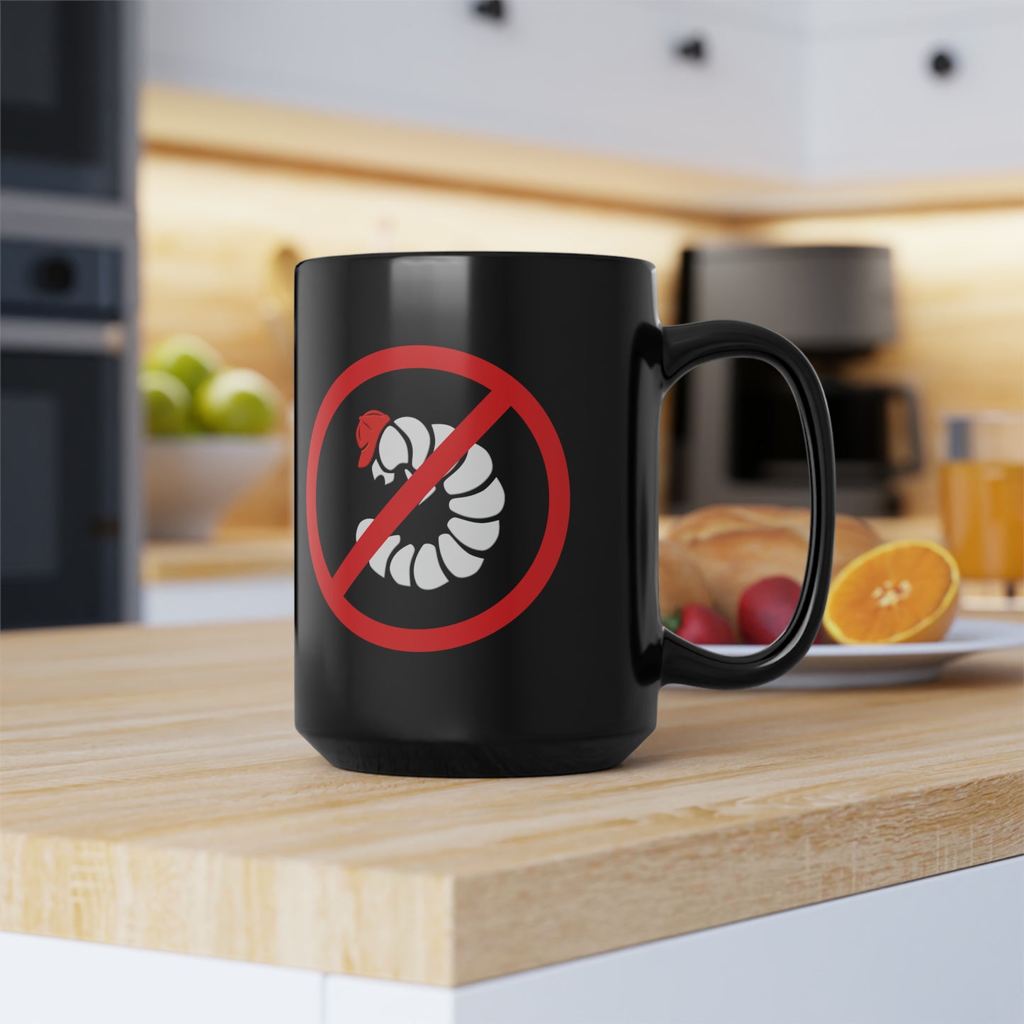 No Maggots Black Mug, 15oz