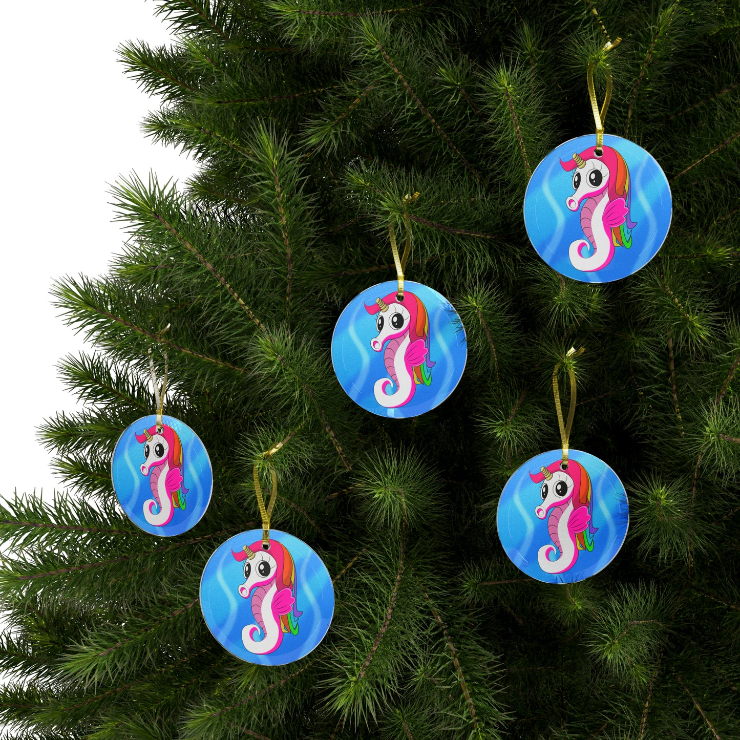 Unicorn Sea Horse Glass Ornaments