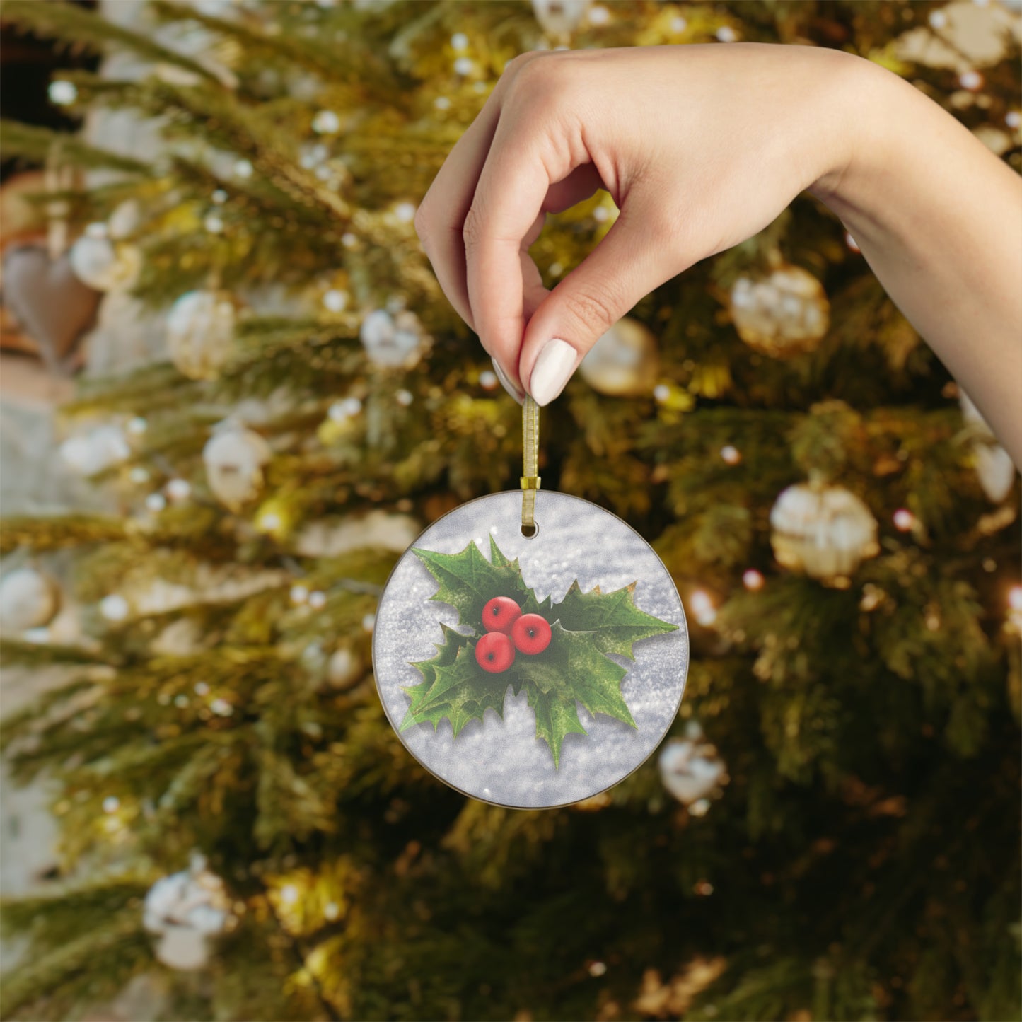 Holly Berry Glass Ornaments