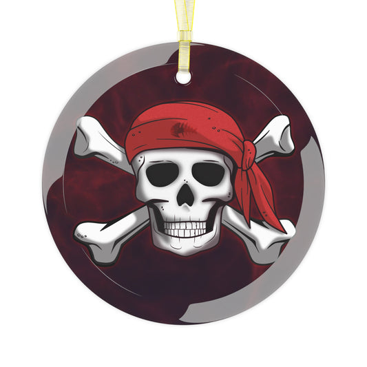Pirate Skull and Crossbones Glass Ornament