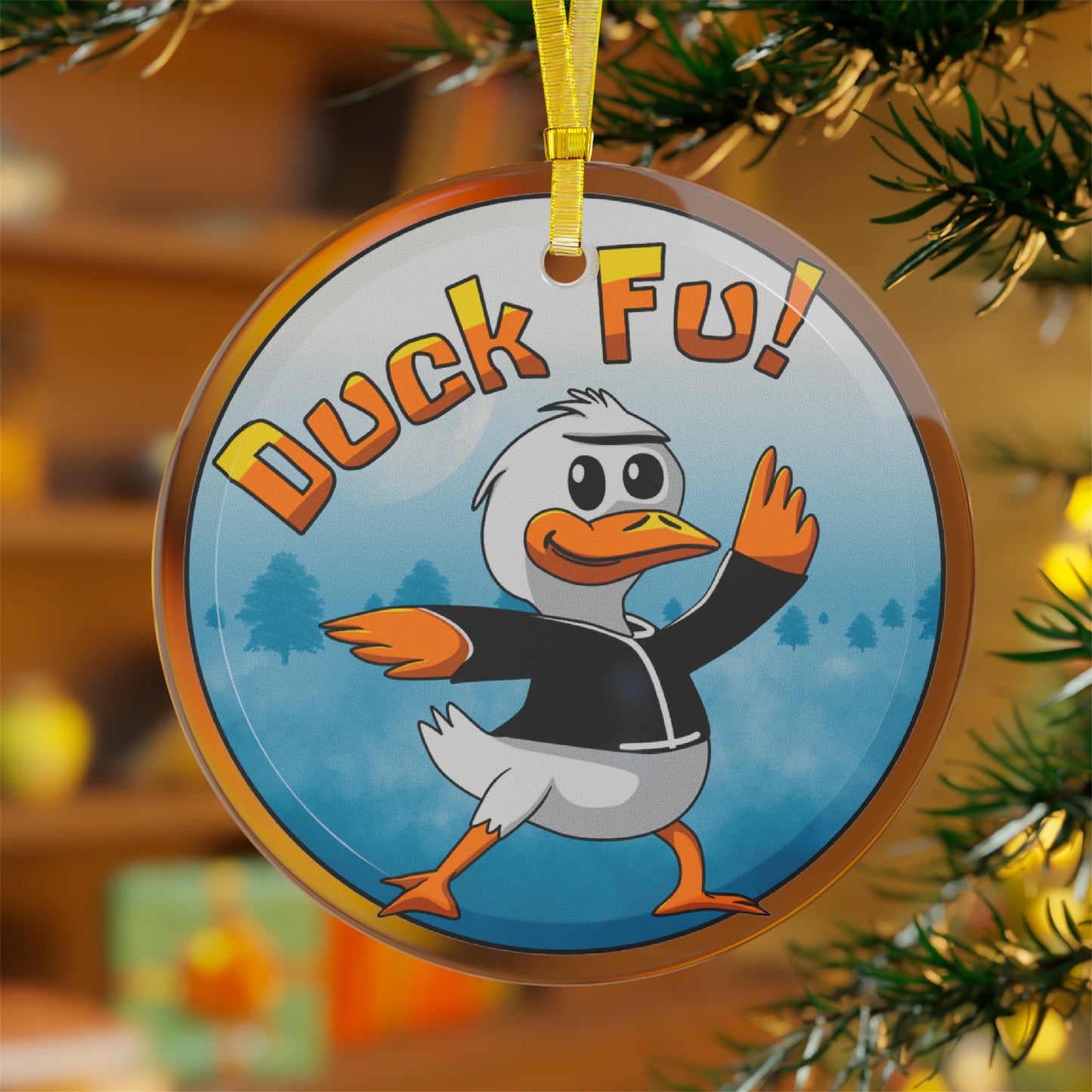 Duck Fu! Glass Ornaments