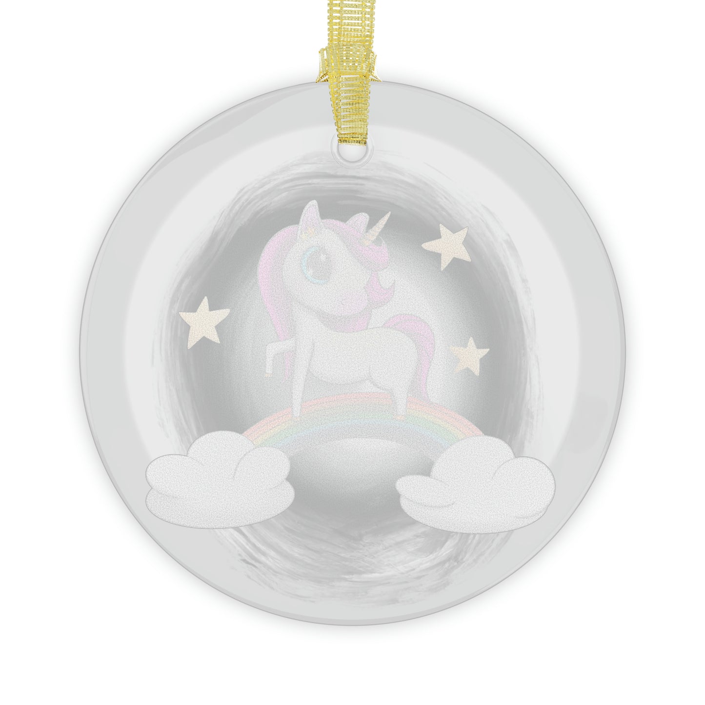 Rainbow Cloud Unicorn Glass Ornaments