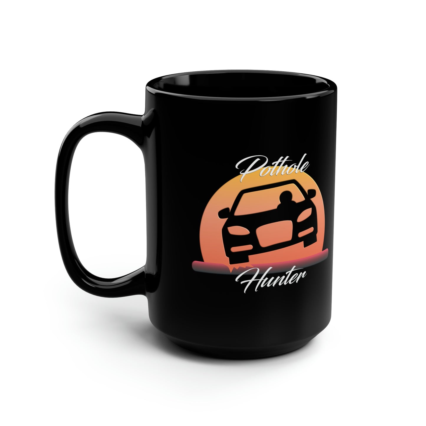 Pothole Hunter Black Mug, 15oz