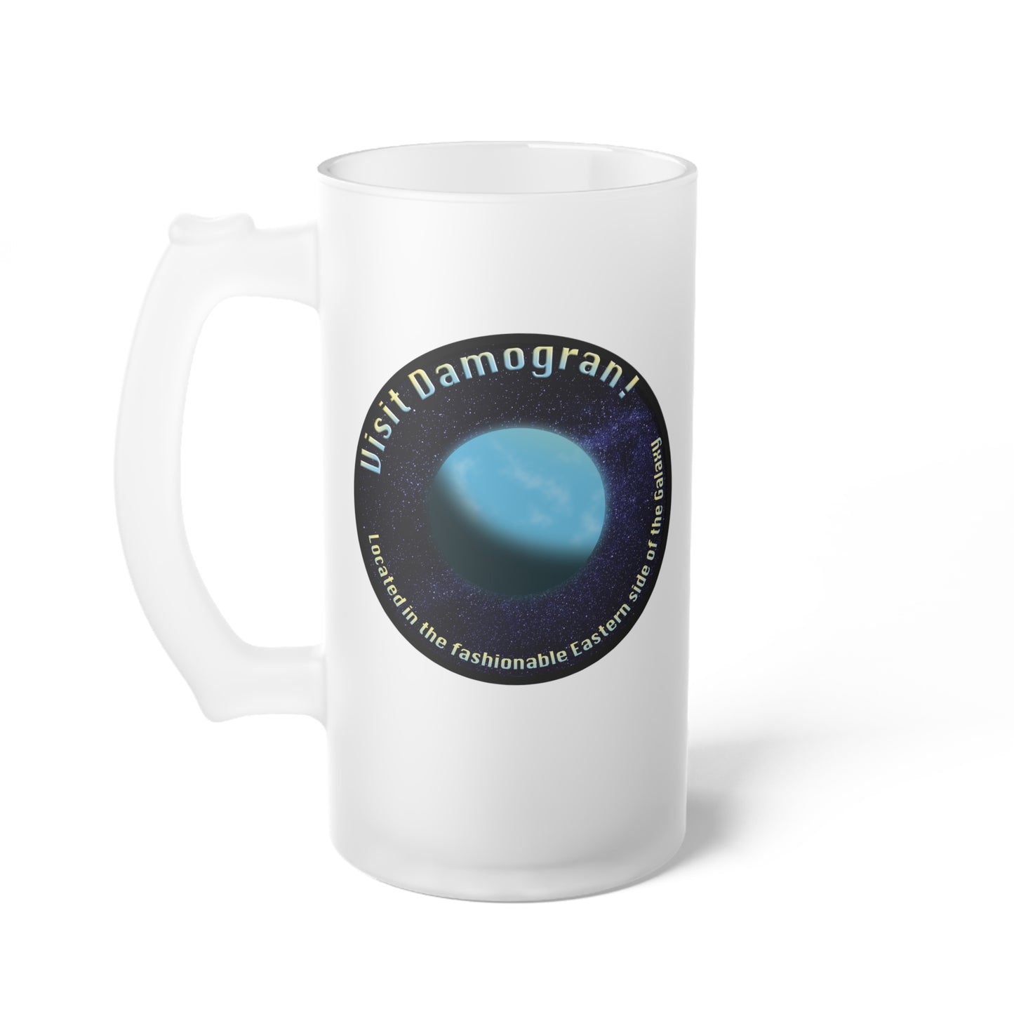 Visit Damogran! Frosted Glass Beer Mug