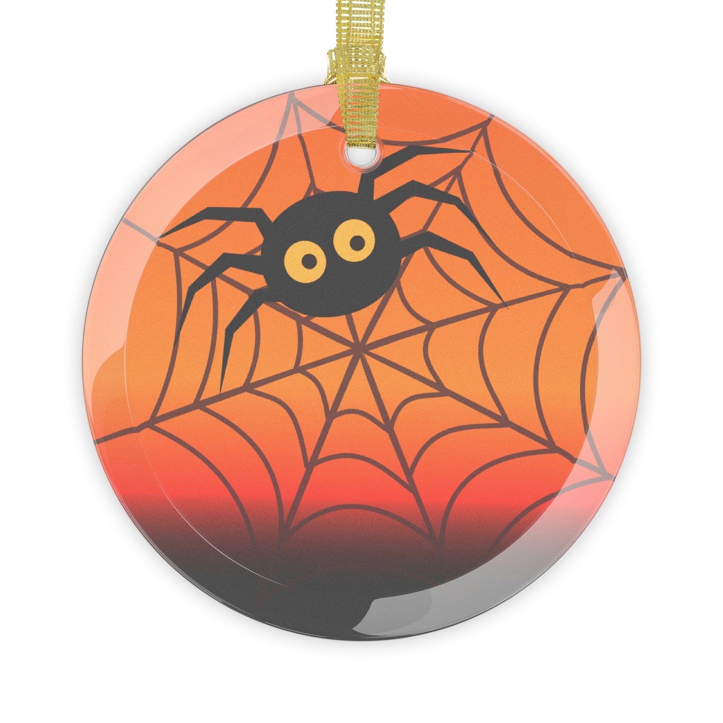 Cute Spider In Web Glass Ornaments