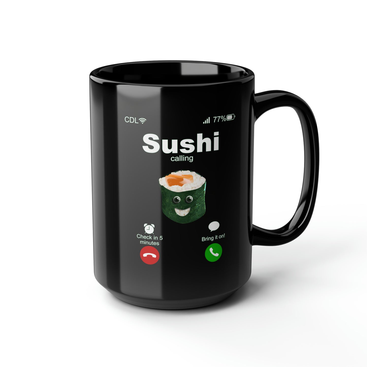 Sushi Calling Black Mug, 15oz