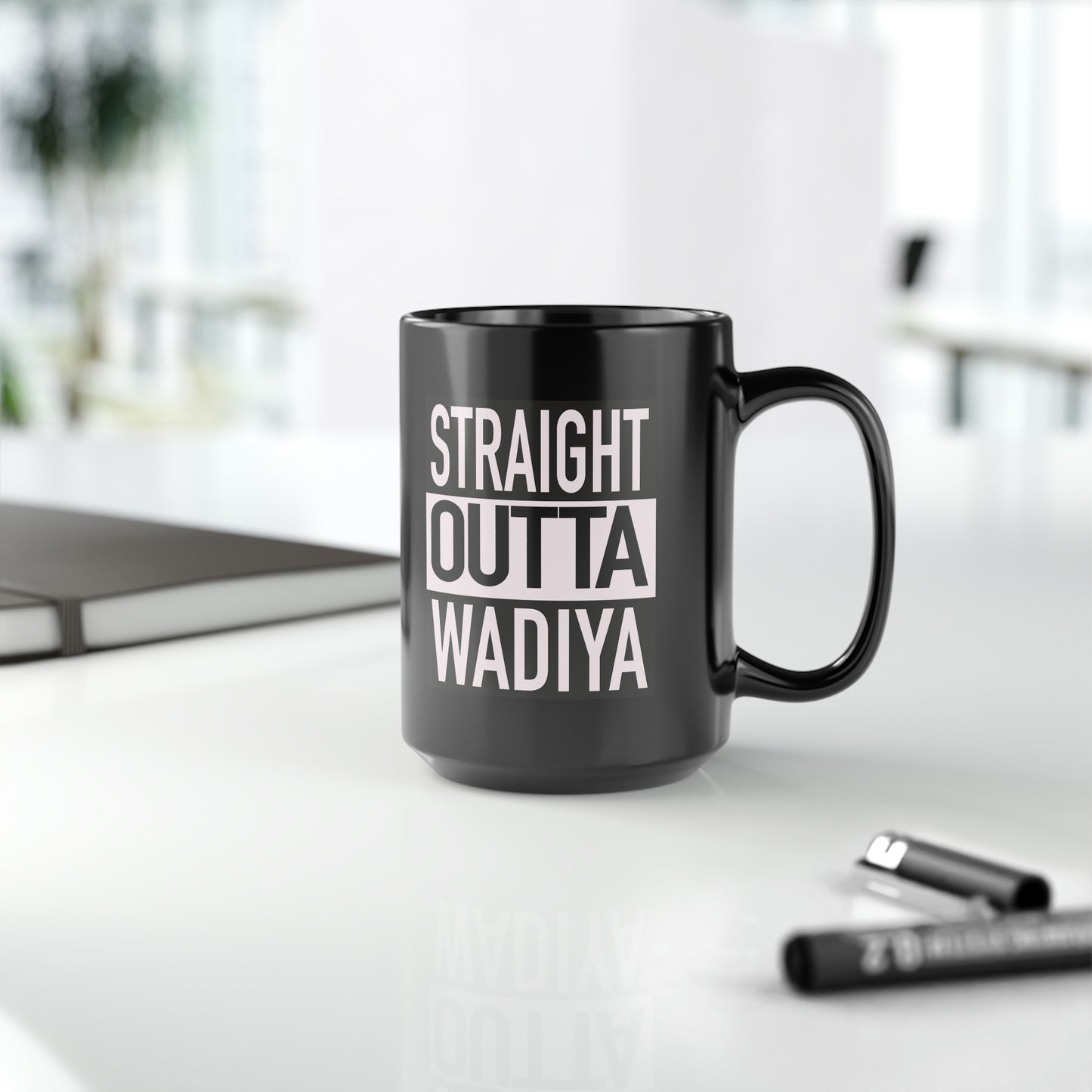 Straight Outta Wadiya Black Mug, 15oz