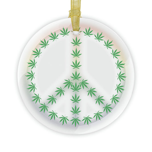 Green Peace Symbol Glass Ornaments