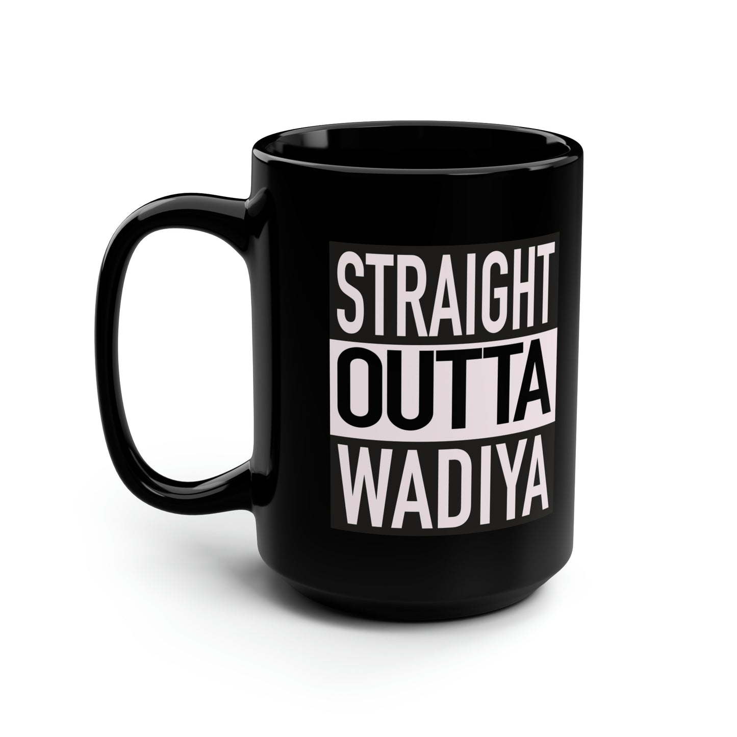 Straight Outta Wadiya Black Mug, 15oz