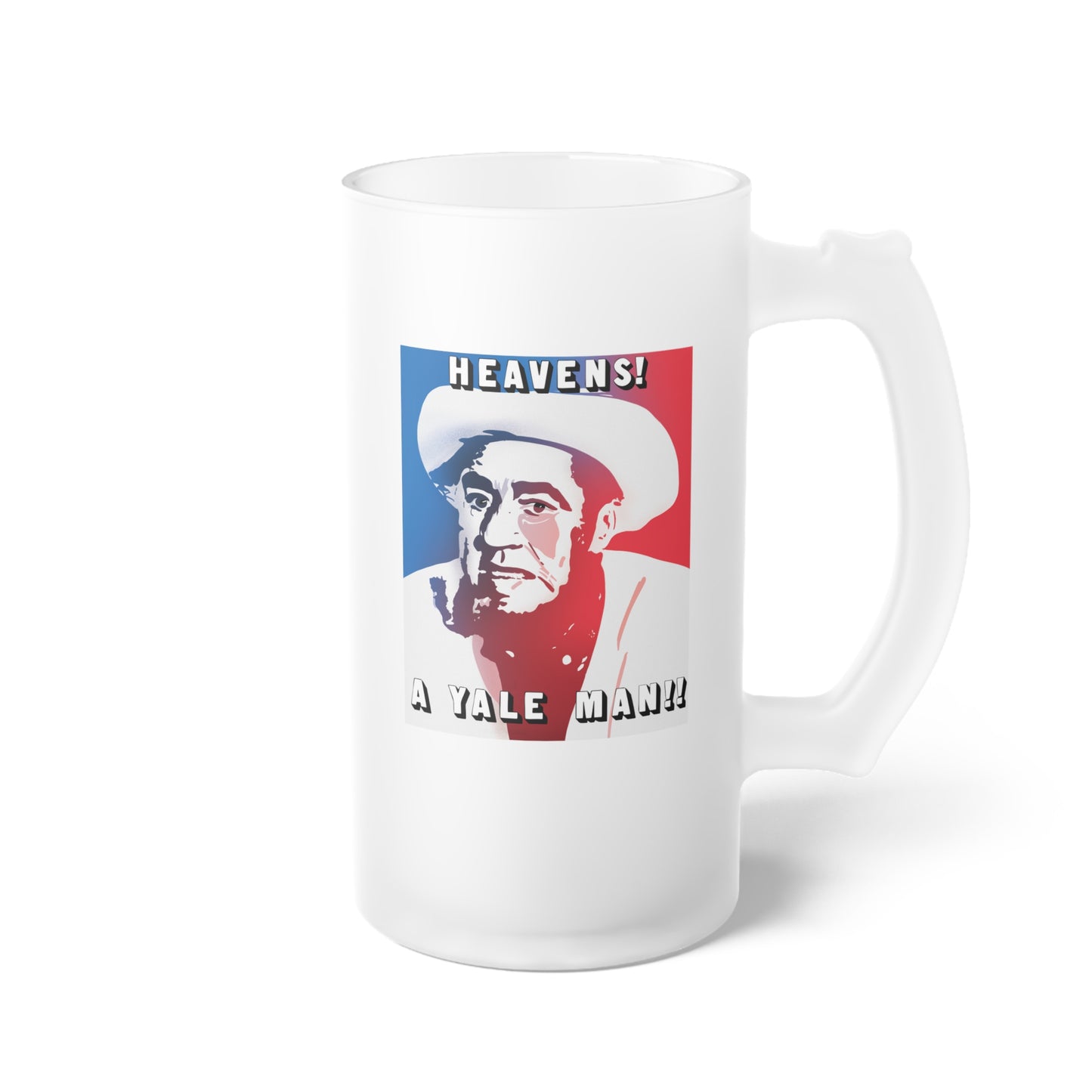 Heaven's! a Yale Man!! Frosted Glass Beer Mug