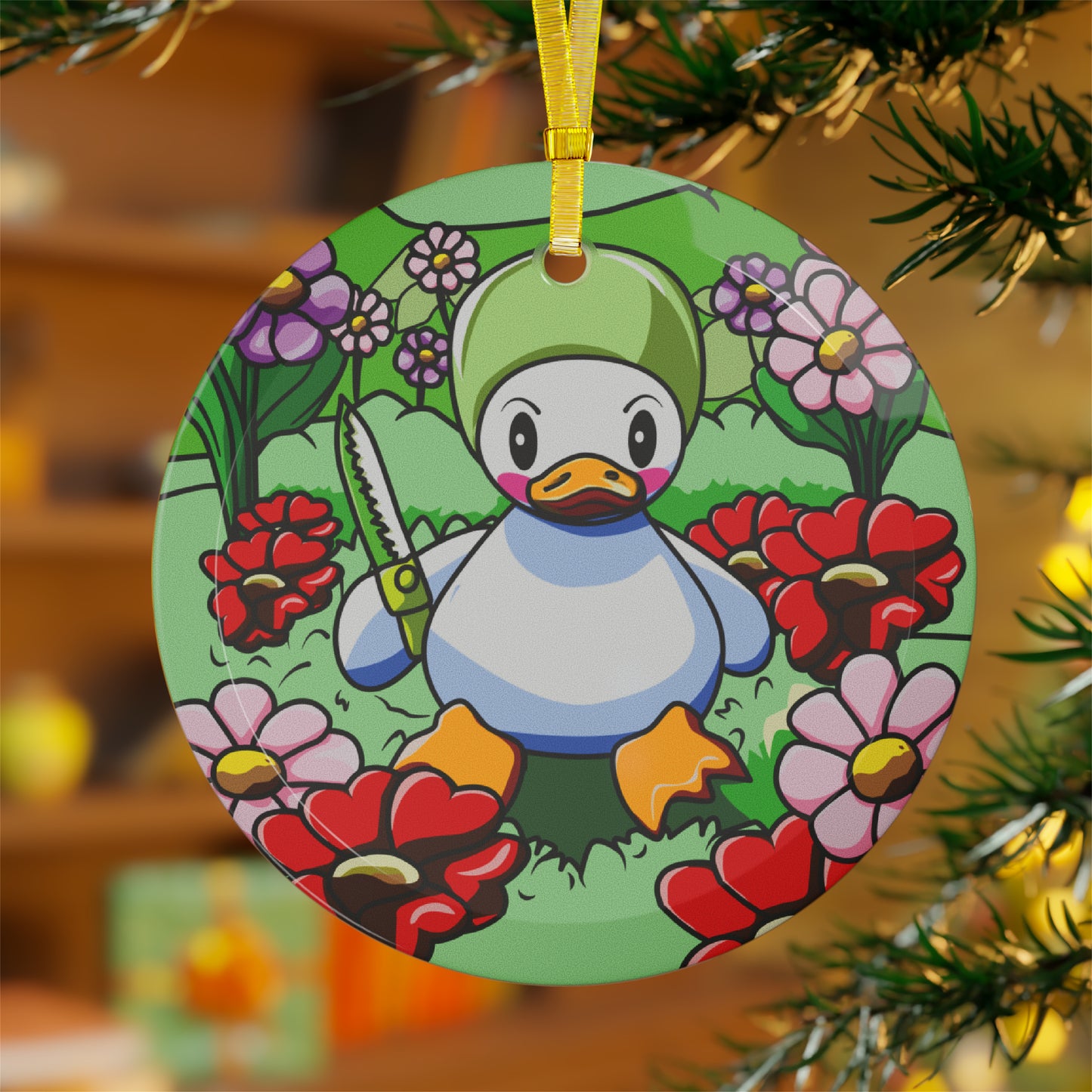 Gardening Duck Glass Ornaments