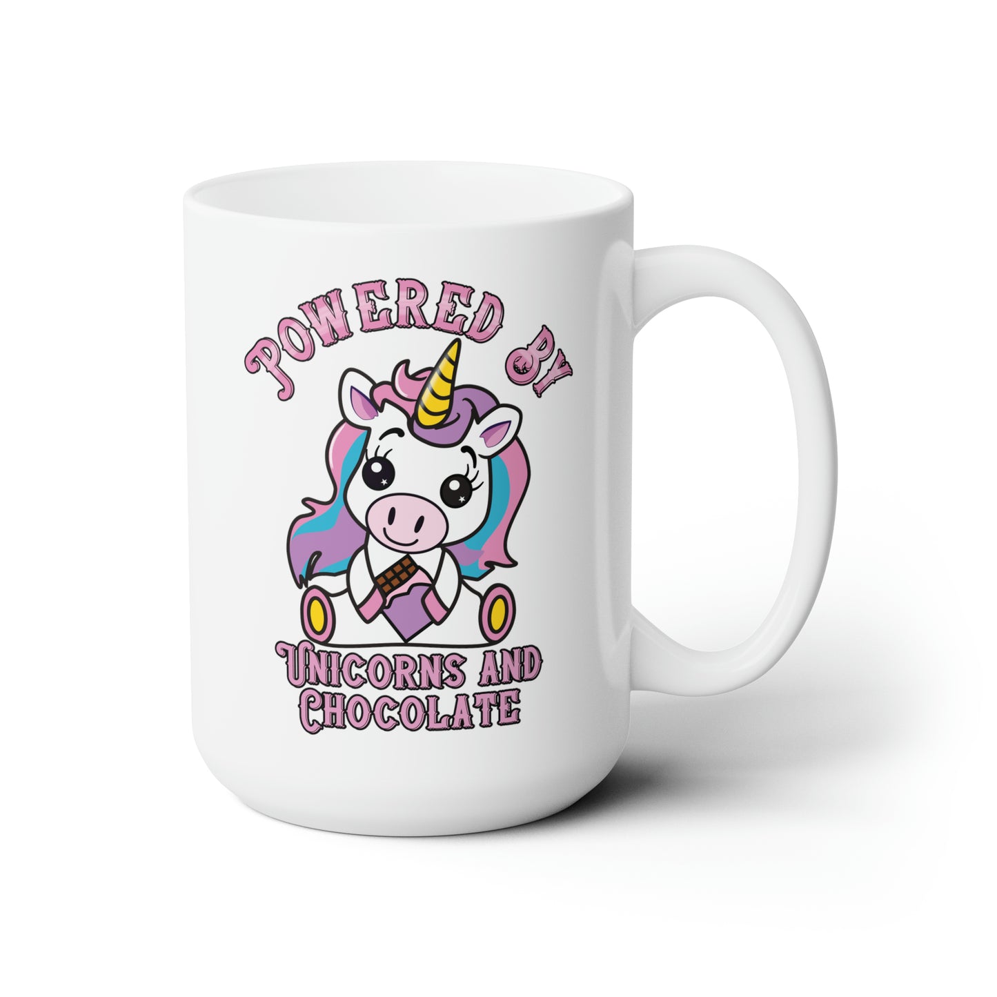 Powered by Unicorns and Chocolate Ceramic Mug 15oz