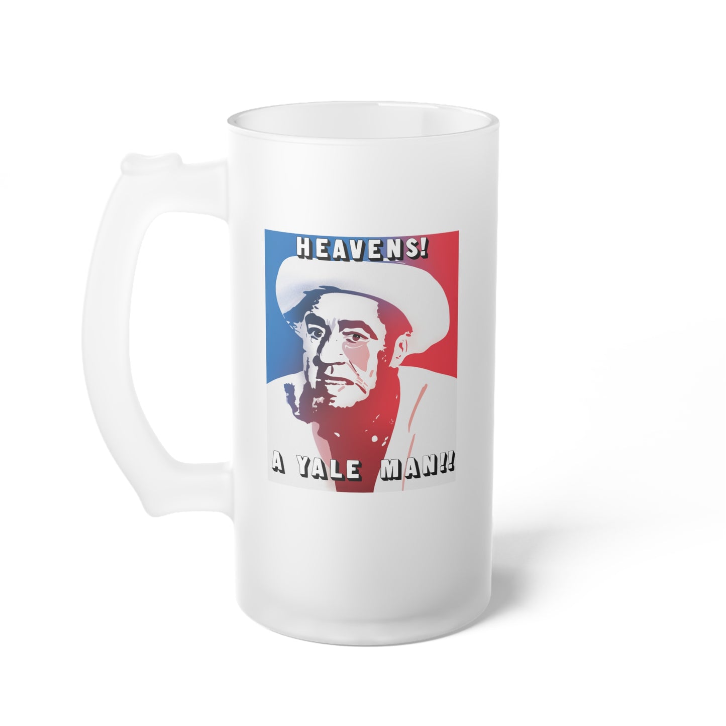 Heaven's! a Yale Man!! Frosted Glass Beer Mug