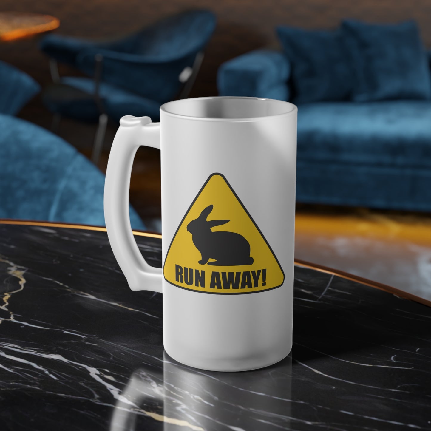 Run Away! Frosted Glass Beer Mug