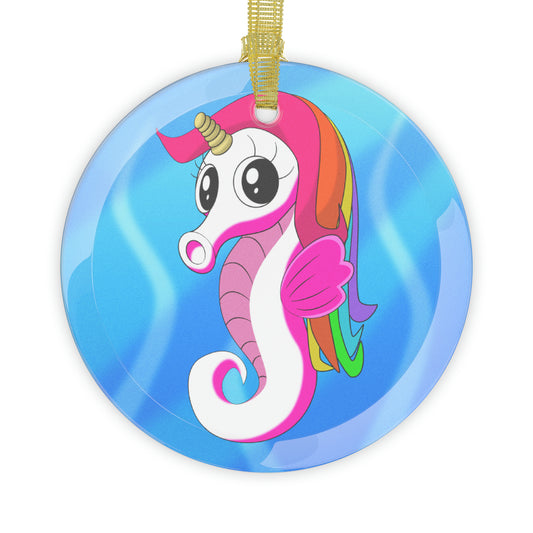 Unicorn Sea Horse Glass Ornaments