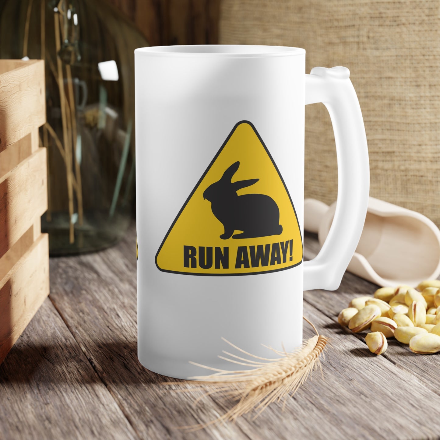 Run Away! Frosted Glass Beer Mug