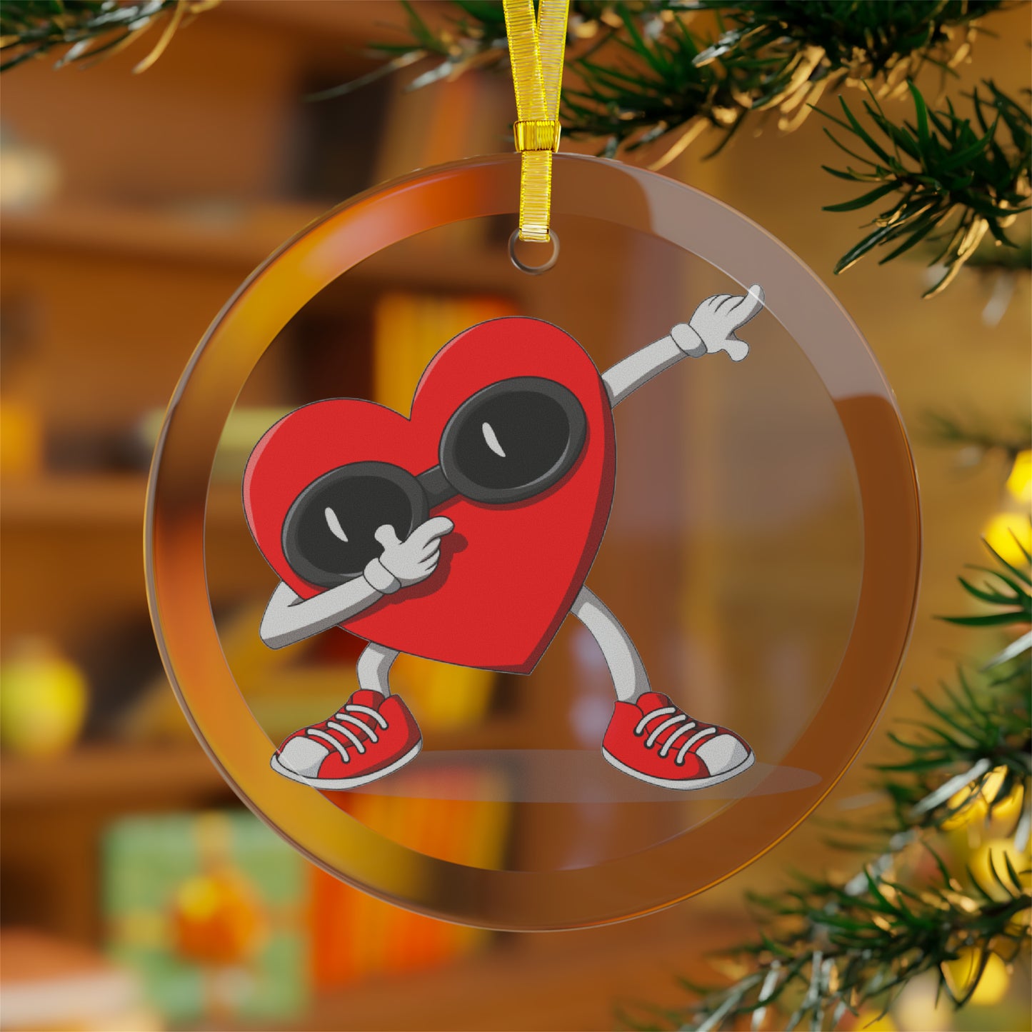 Dabbing Heart Glass Ornaments