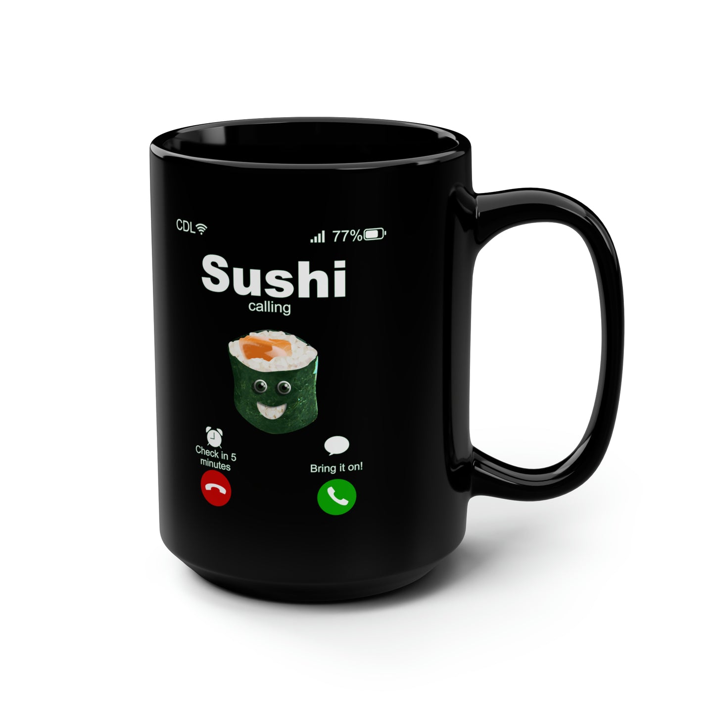 Sushi Calling Black Mug, 15oz