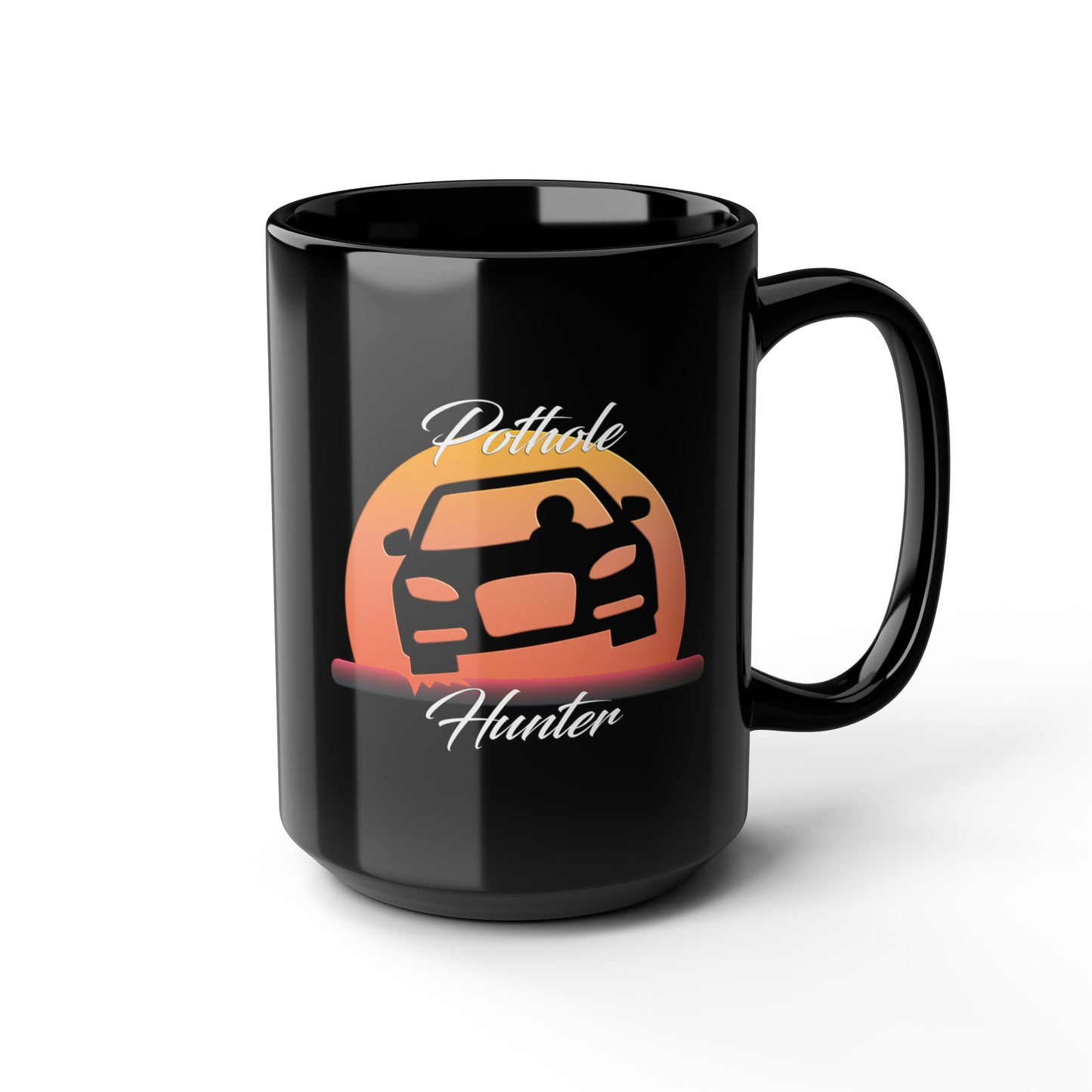 Pothole Hunter Black Mug, 15oz