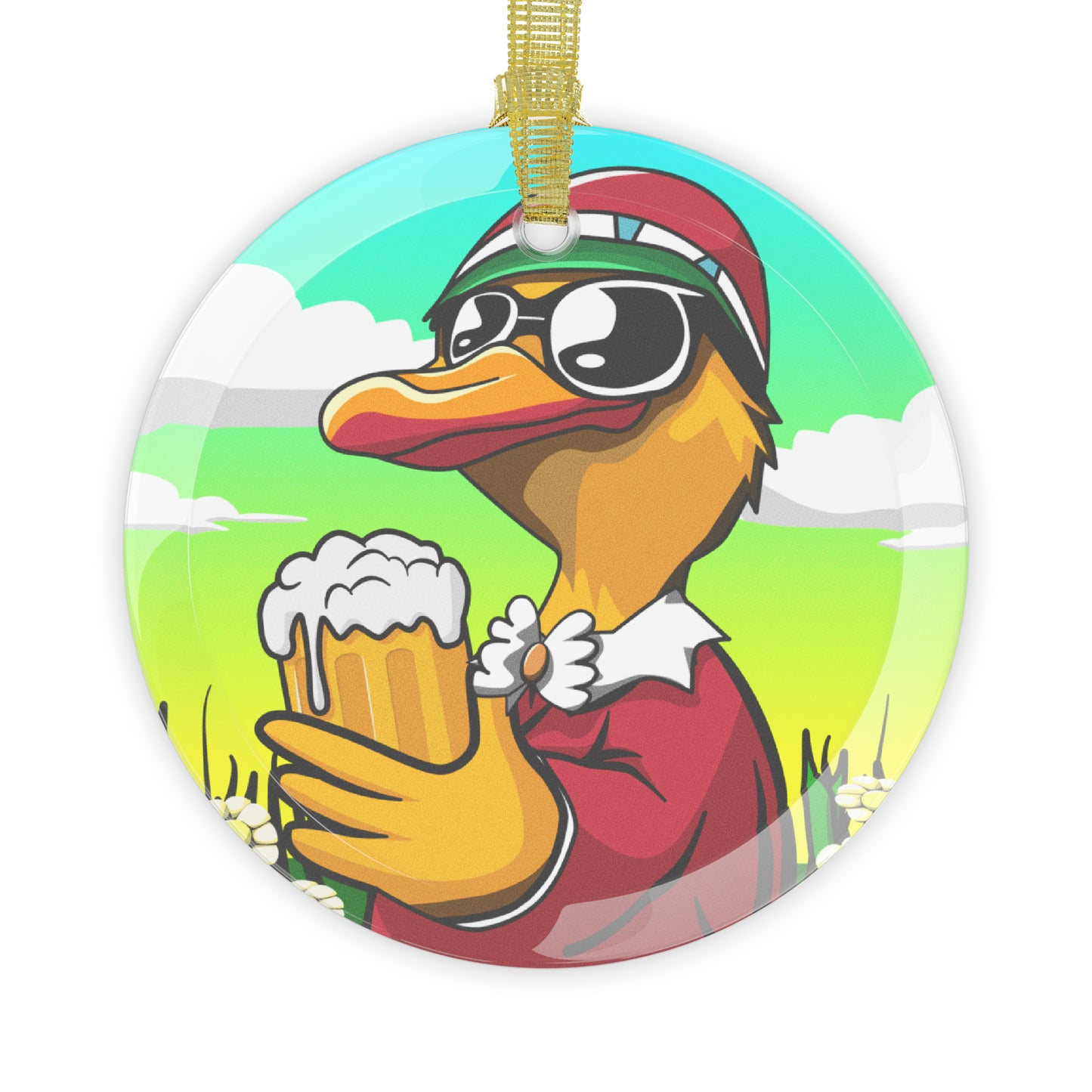 Beer Duck Glass Ornaments