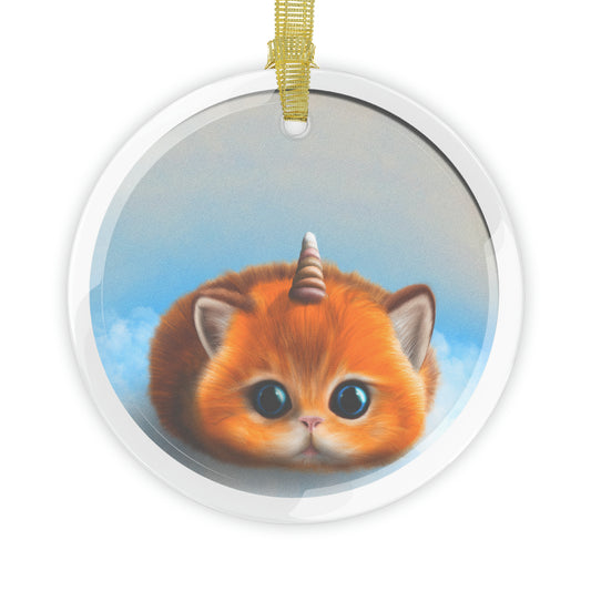 Unicorn Kitten Glass Ornaments