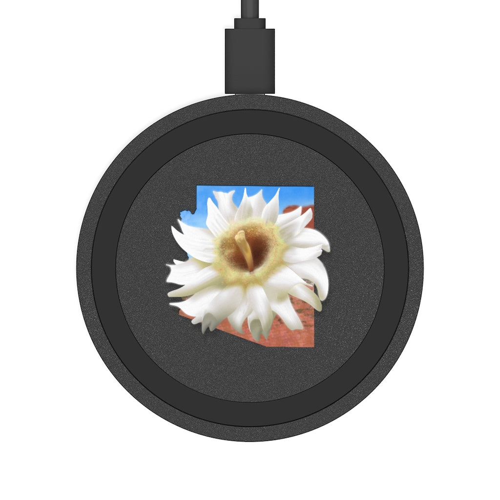 Saguaro Cactus Blossom in Arizona Quake Wireless Charging Pad