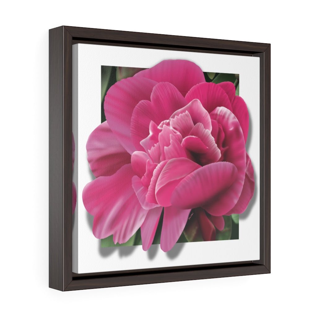 Pink Peony Square Framed Premium Gallery Wrap Canvas