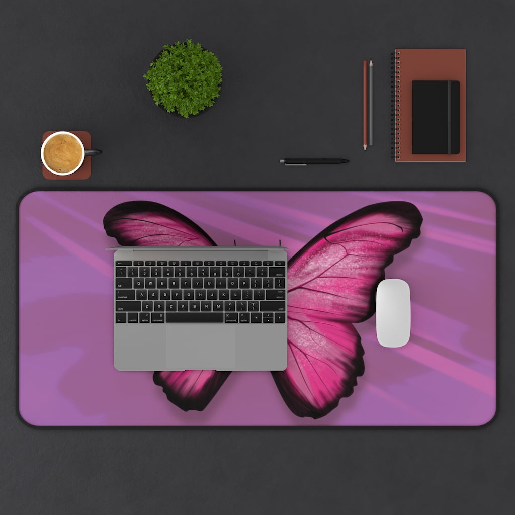 Pink Butterfly Desk Mat