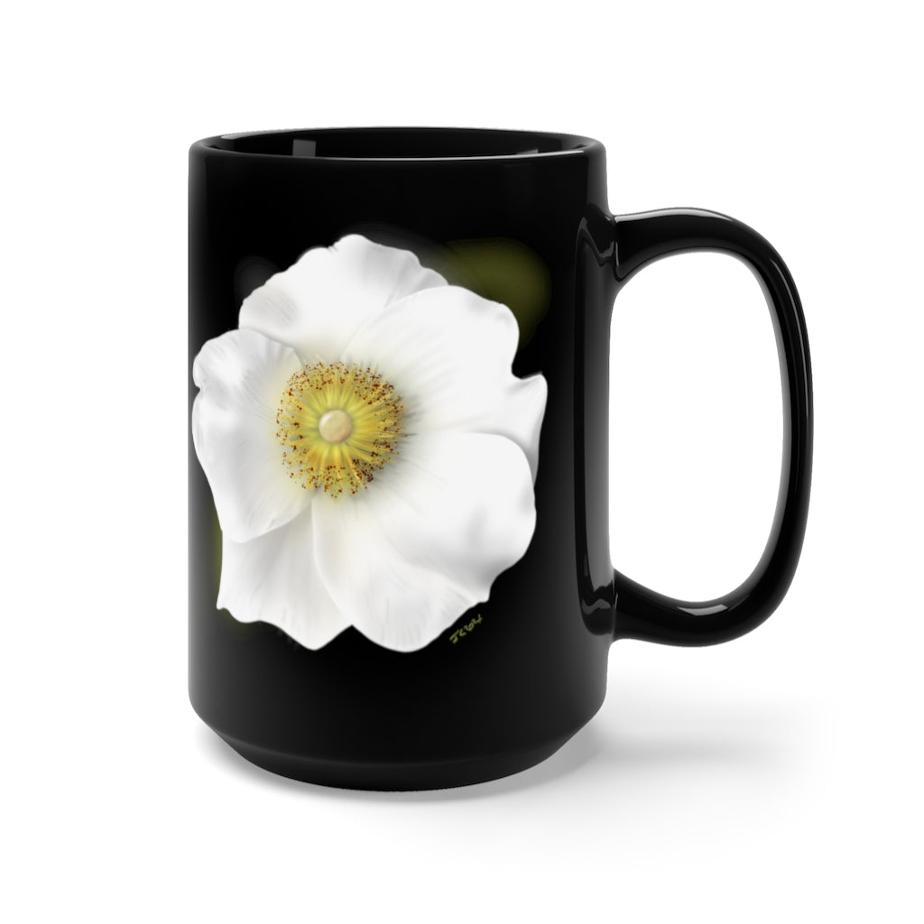 Rosa Laevigata (Cherokee Rose) Black Mug 15oz