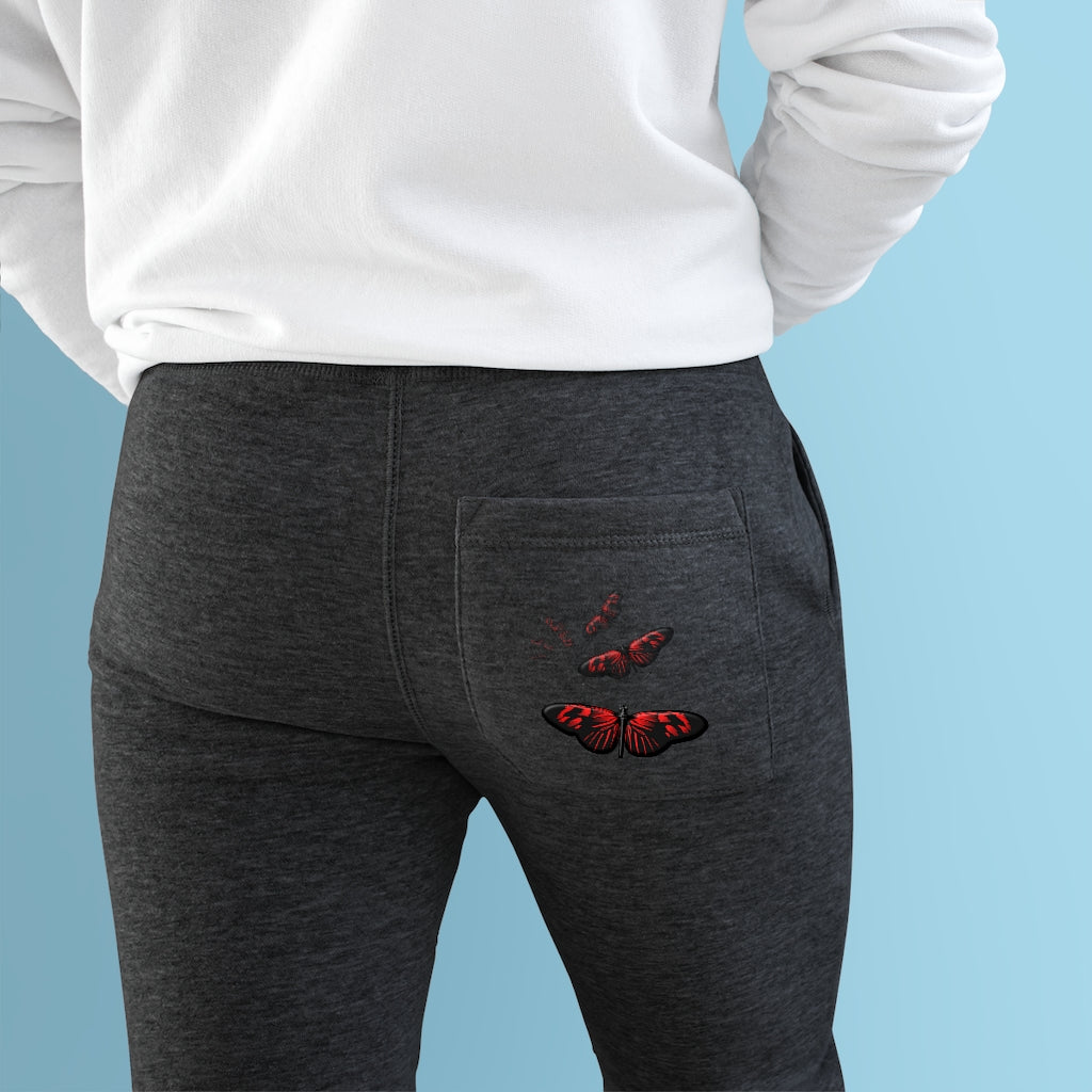 Red and Black Butterfly - Unisex Premium Fleece Joggers