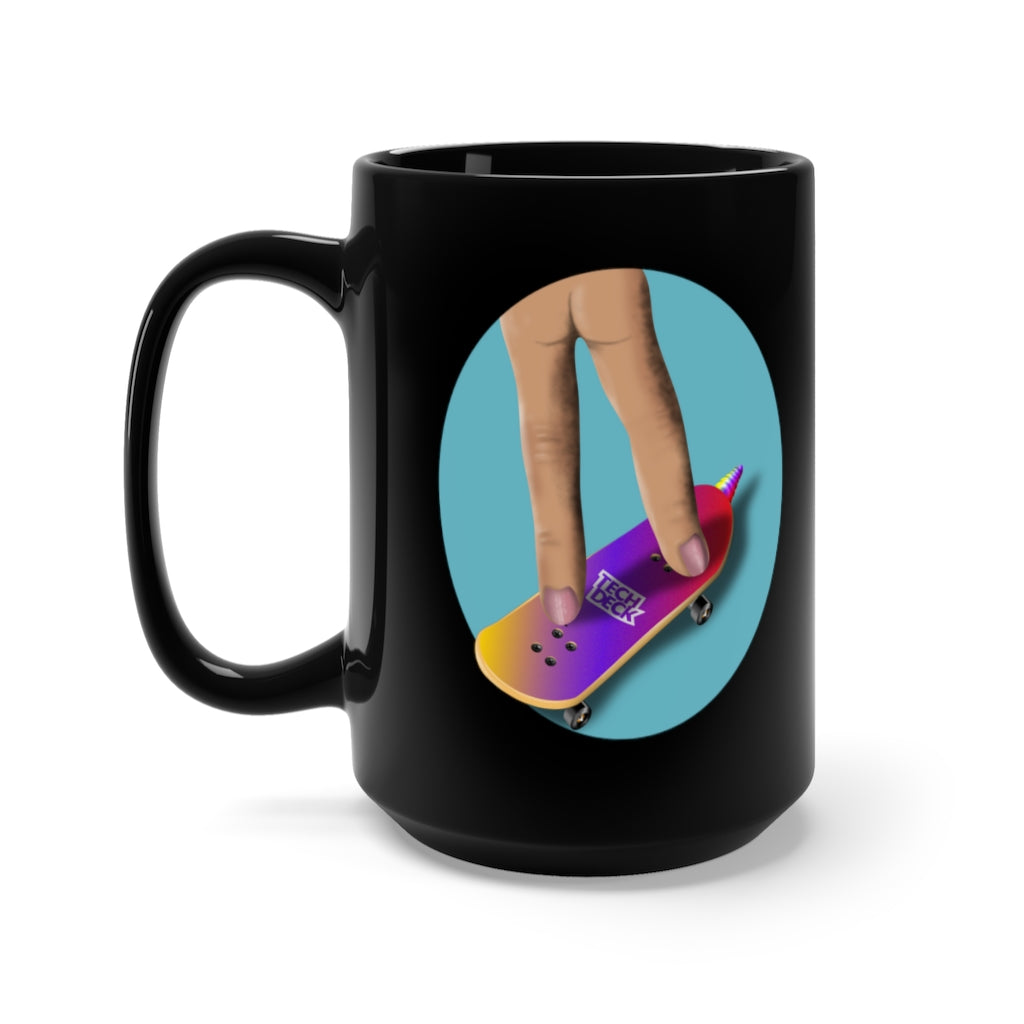 Mini Skateboard Black Mug 15oz