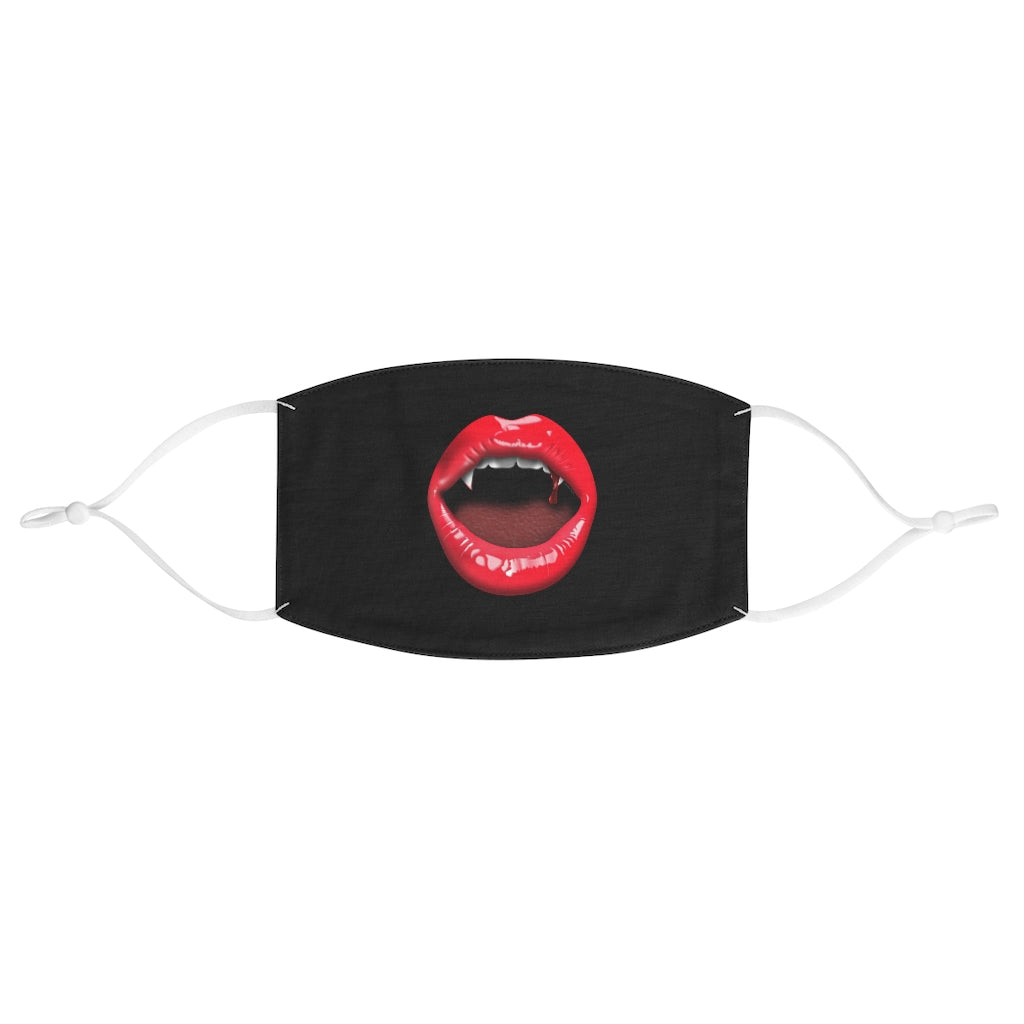 Vampire Teeth and Red Lips - Fabric Face Mask