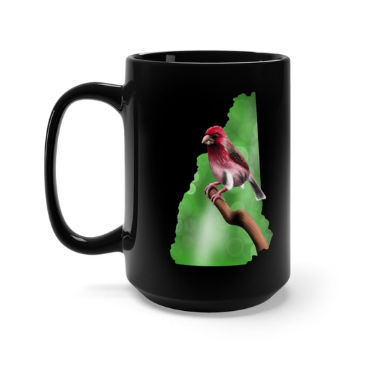 Purple Finch New Hampshire State Bird Black Mug 15oz