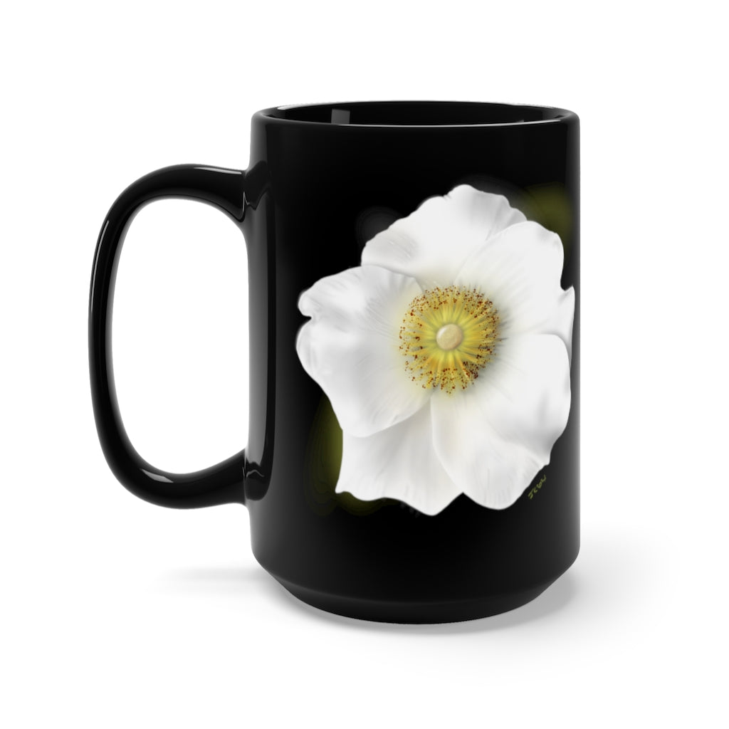 Rosa Laevigata (Cherokee Rose) Black Mug 15oz